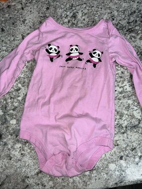 George Pink Long-Sleeve Panda Dance One-Piece Bodysuit